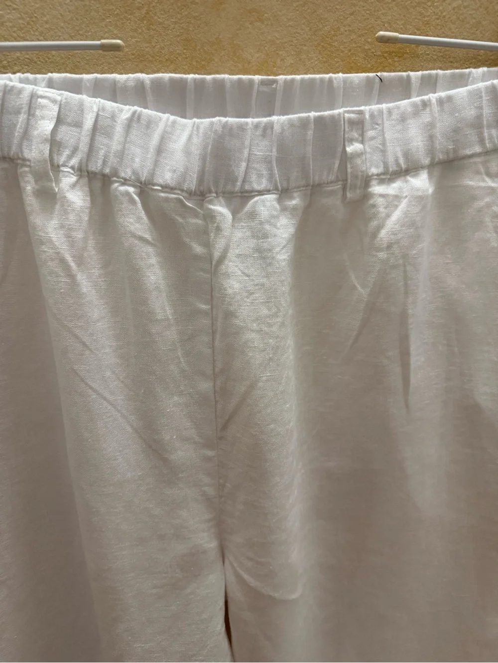 Quince White Linen-Blend Elastic Waist Chinos